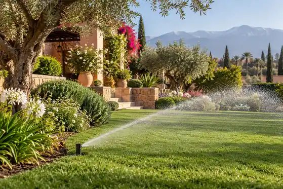 Jardin paysager avec arrosage automatique