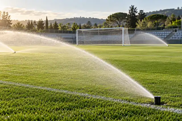 Arrosage d’une pelouse de terrain de football